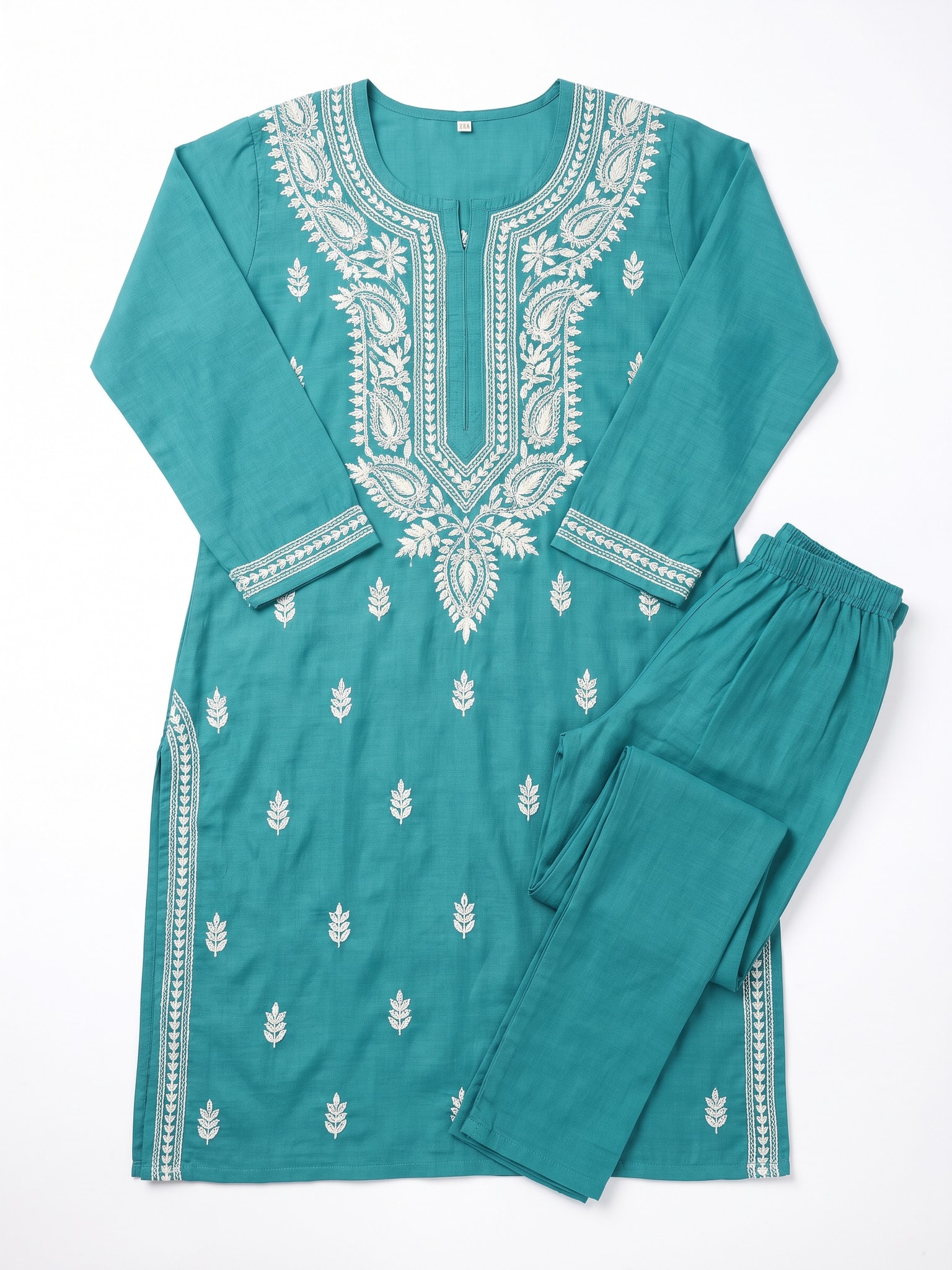 Teal chikankari kurta, original